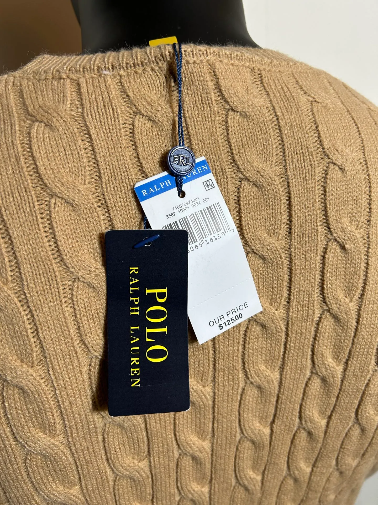 P190 000010 #FF2223 Polo Ralph Lauren solid cable knitted sweater brown Size: S-XXL